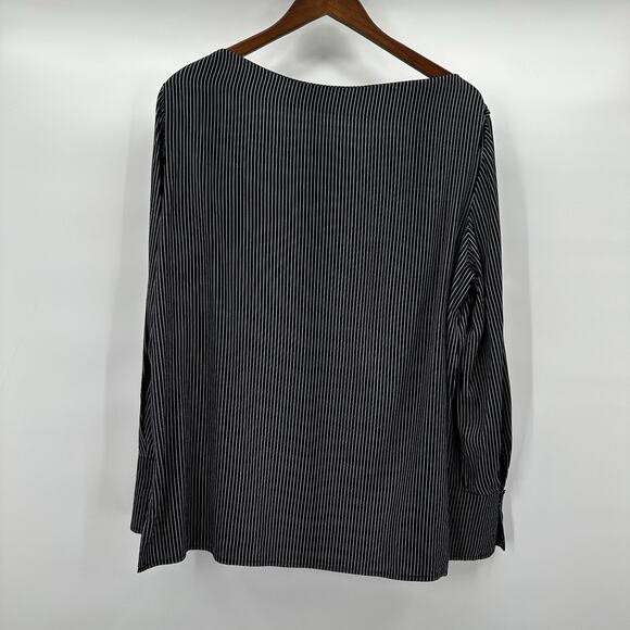 MM Lafleur Top Blouse Womens Large Blue Rampling Top Thin Stripe - Picture 5 of 12